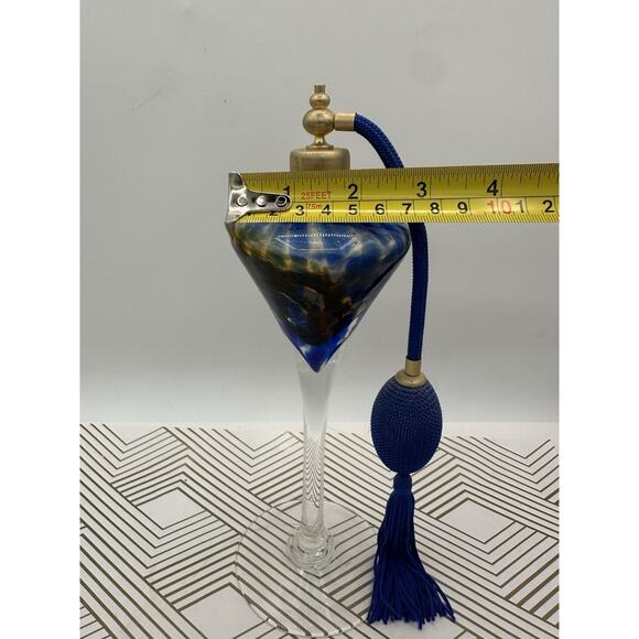 VTG Royal Limited Crystal Royal Blue Fluted Art Glass Perfume Bottle Atomizer - Picture 3 of 3